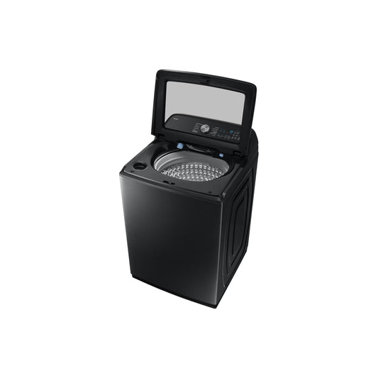 Lavadora Samsung negra vista superior, ideal para el lavado diario