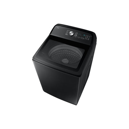Lavadora Samsung negra vista superior en ambiente moderno