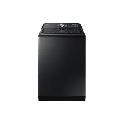 Lavadora Samsung negra frontal, con panel digital y diseño moderno