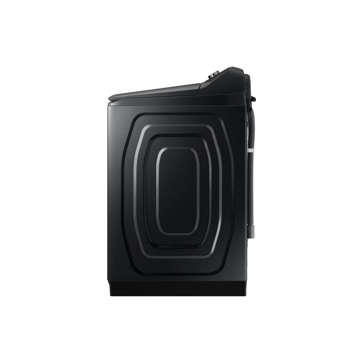 Lavadora Samsung negra lateral, diseño moderno y eficiente