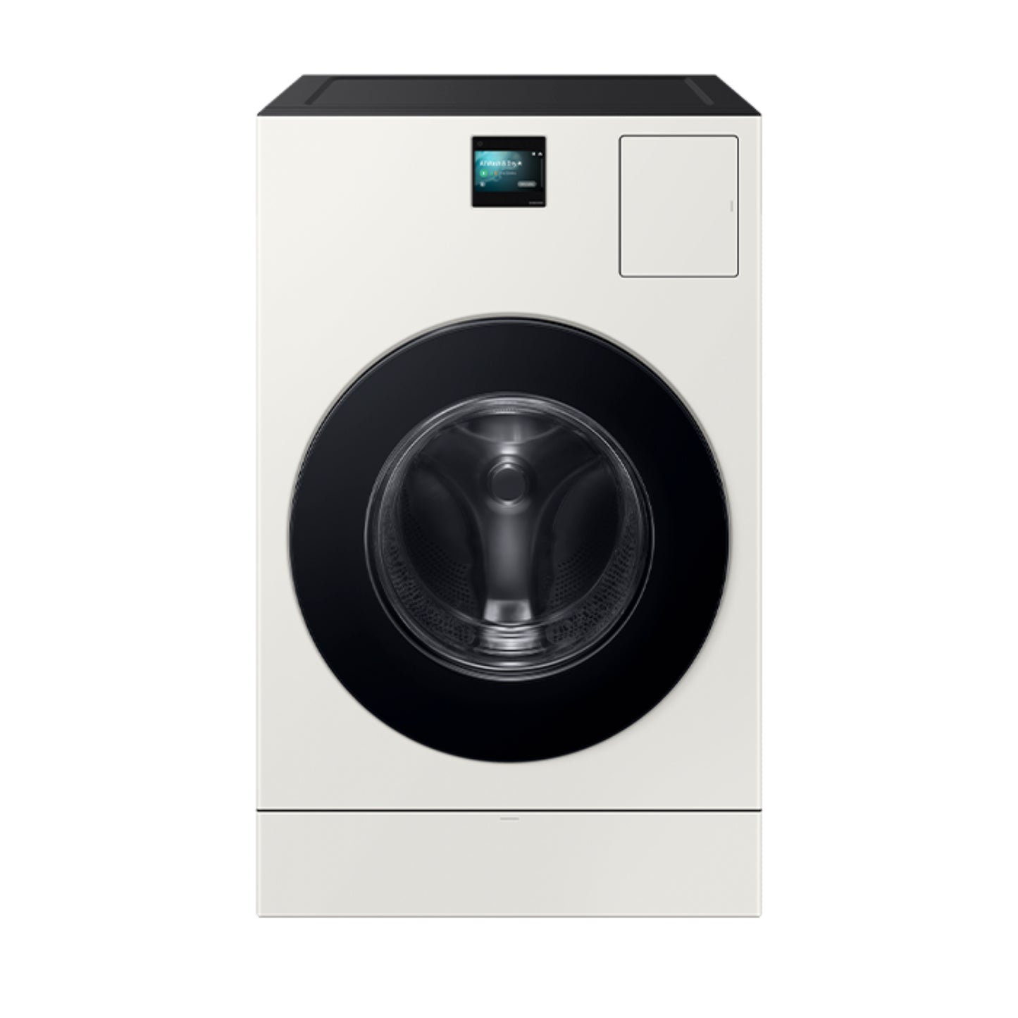 Lavasecadora blanca frontal, diseño moderno y tecnología avanzada