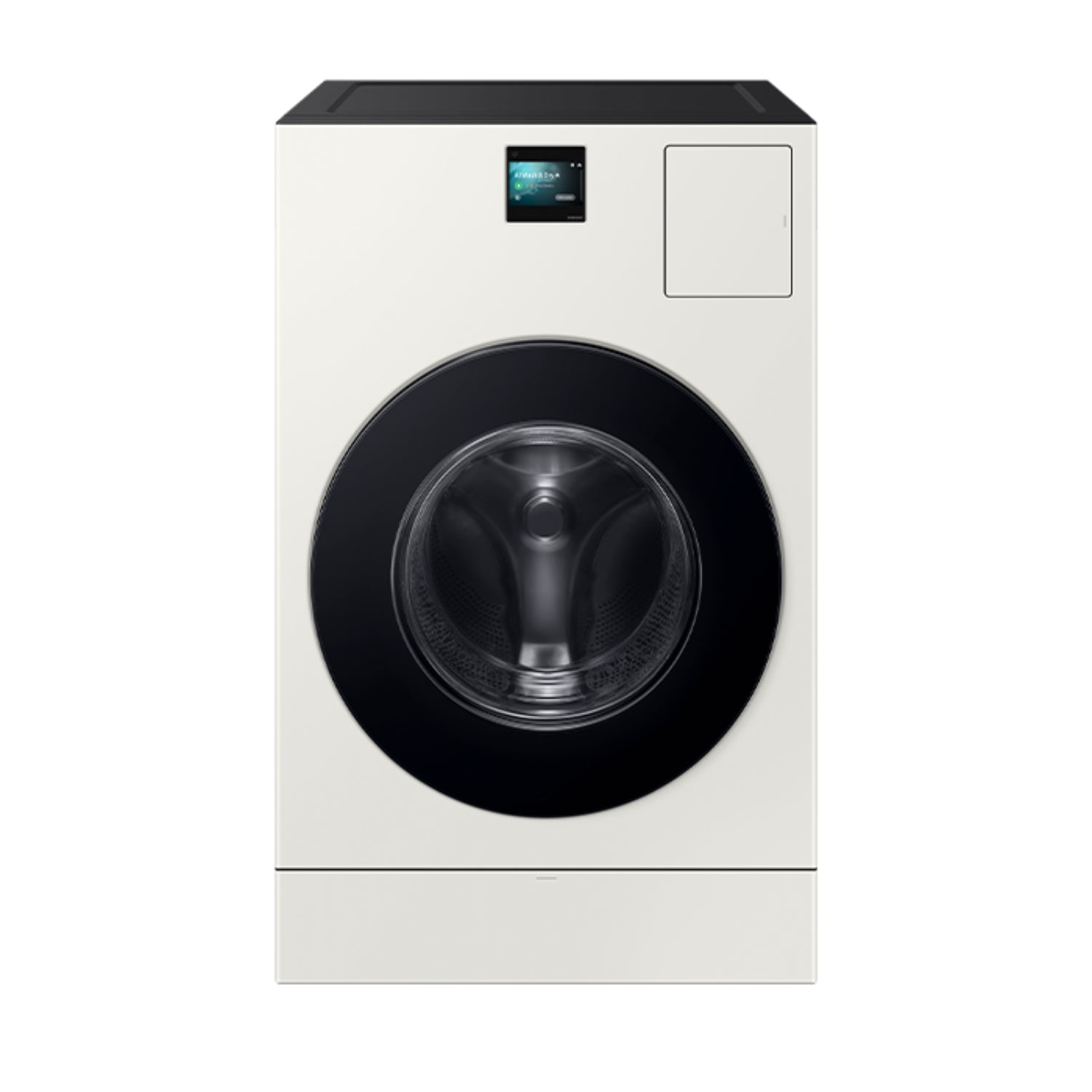 Lavasecadora blanca frontal, diseño moderno y tecnología avanzada