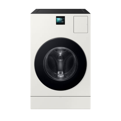 Lavasecadora blanca frontal, diseño moderno y tecnología avanzada