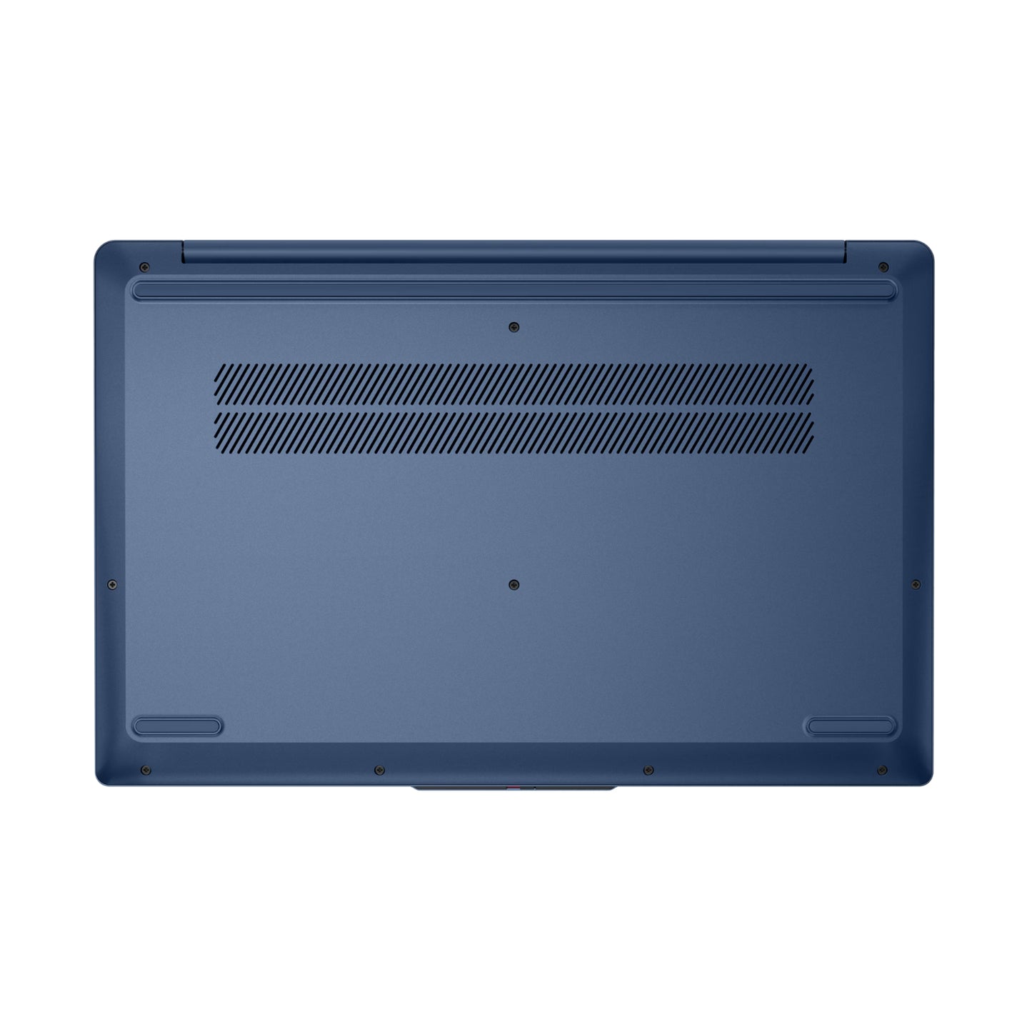 Laptop Lenovo azul vista inferior, diseño elegante y moderno