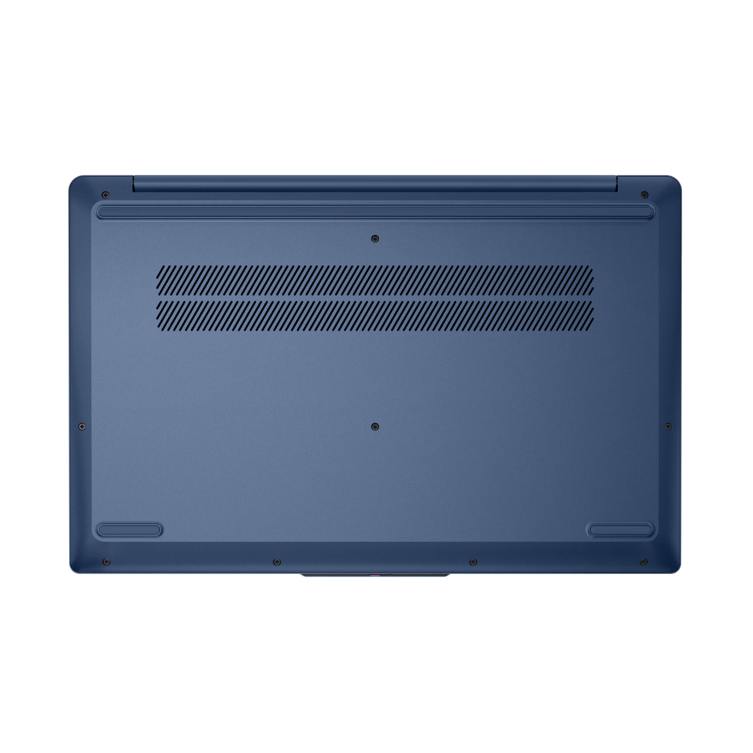 Laptop Lenovo azul vista inferior, diseño elegante y moderno