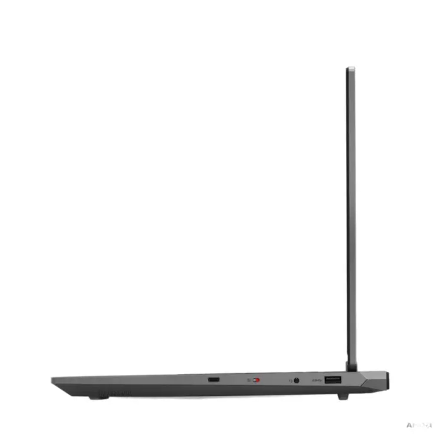 Laptop Lenovo vista lateral, diseño delgado y elegante en color negro