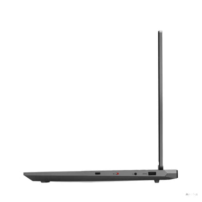 Laptop Lenovo vista lateral, diseño delgado y elegante en color negro