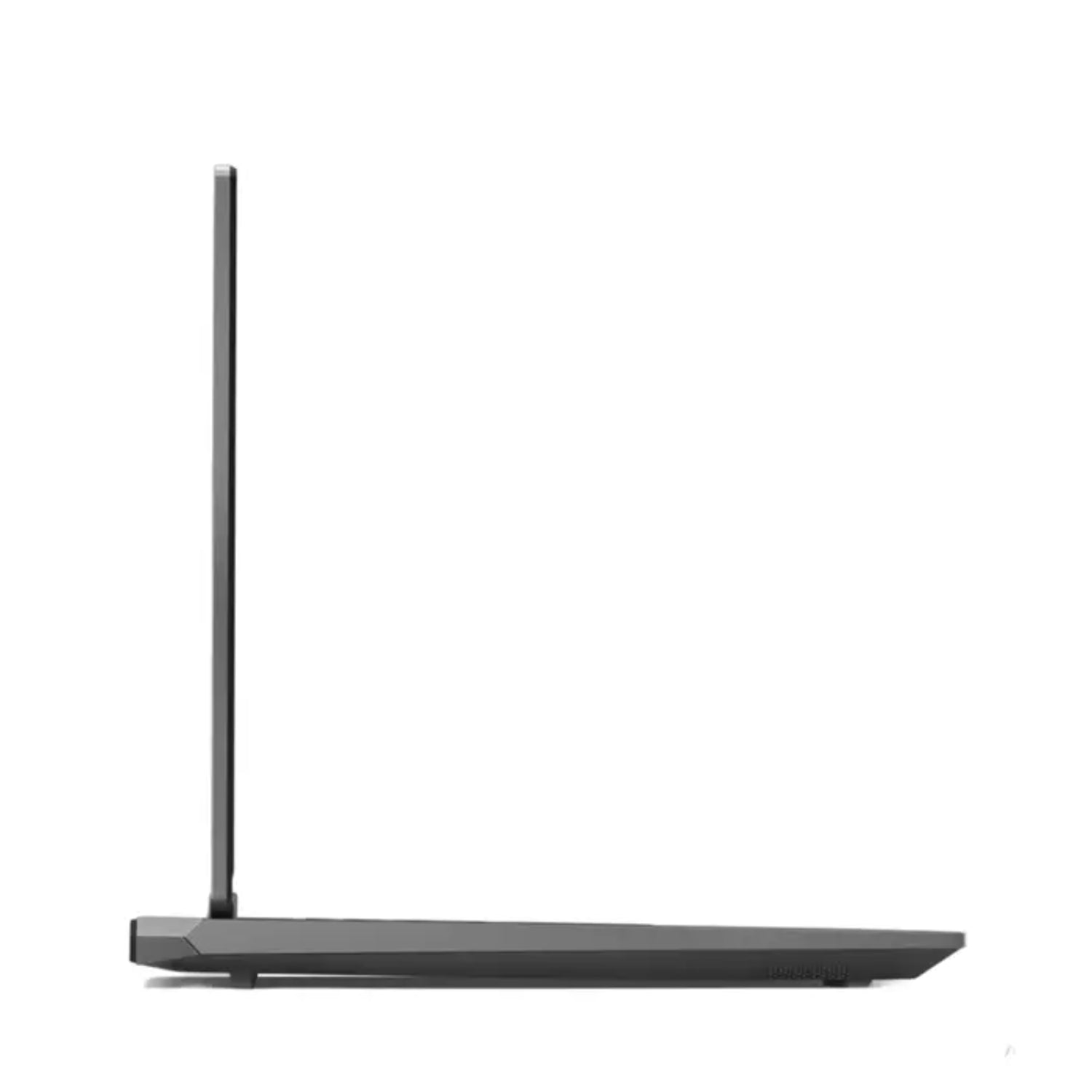 Laptop Lenovo negra vista lateral, elegante y delgada