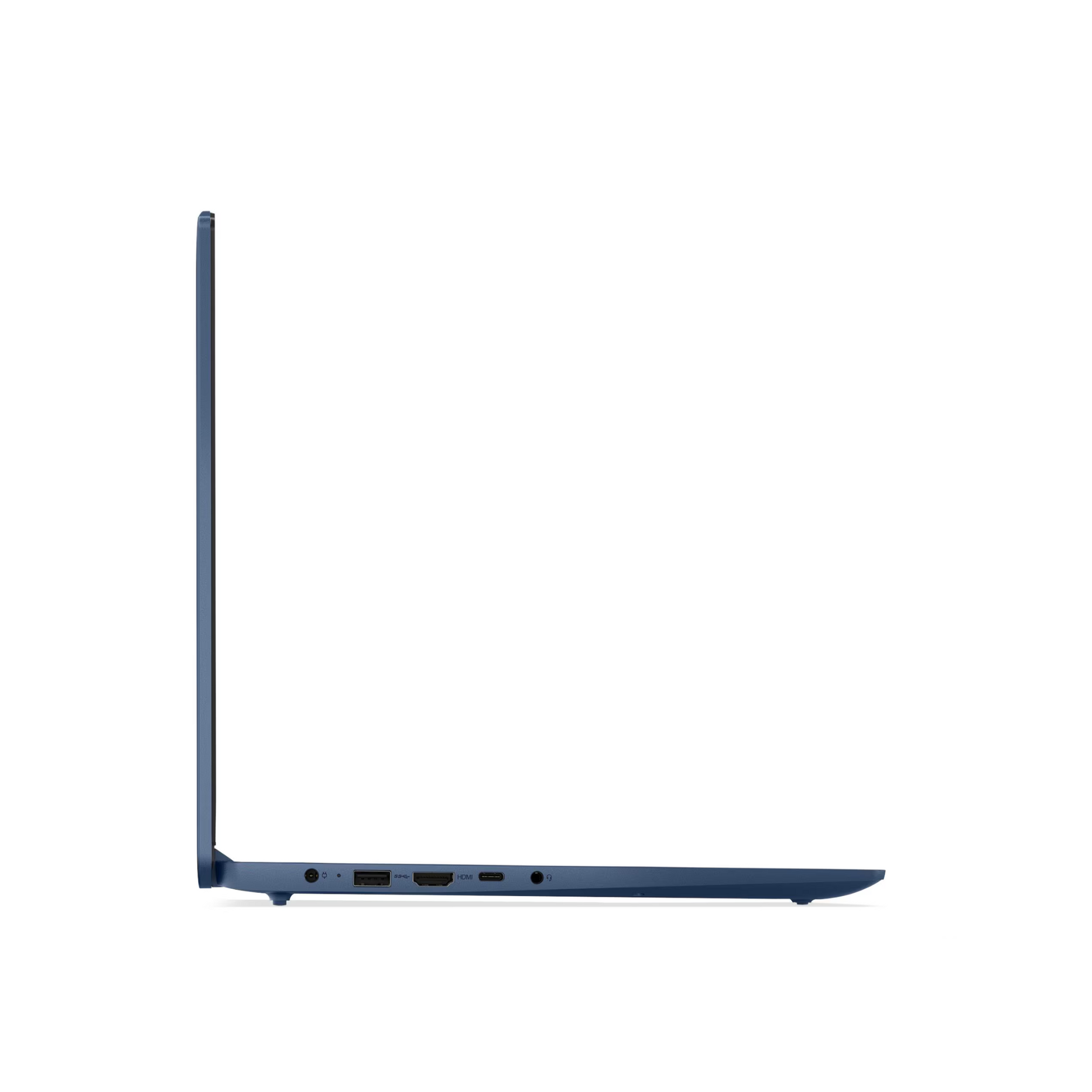 LAPTOK Lenovo azul perfil lateral con puertos de conexión