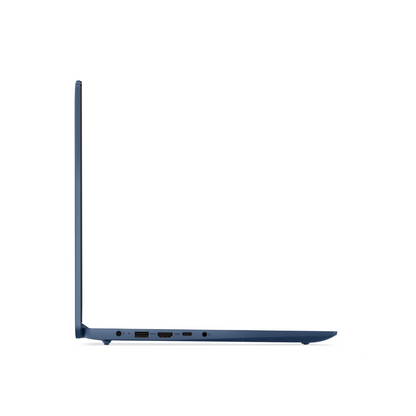 LAPTOK Lenovo azul perfil lateral con puertos de conexión