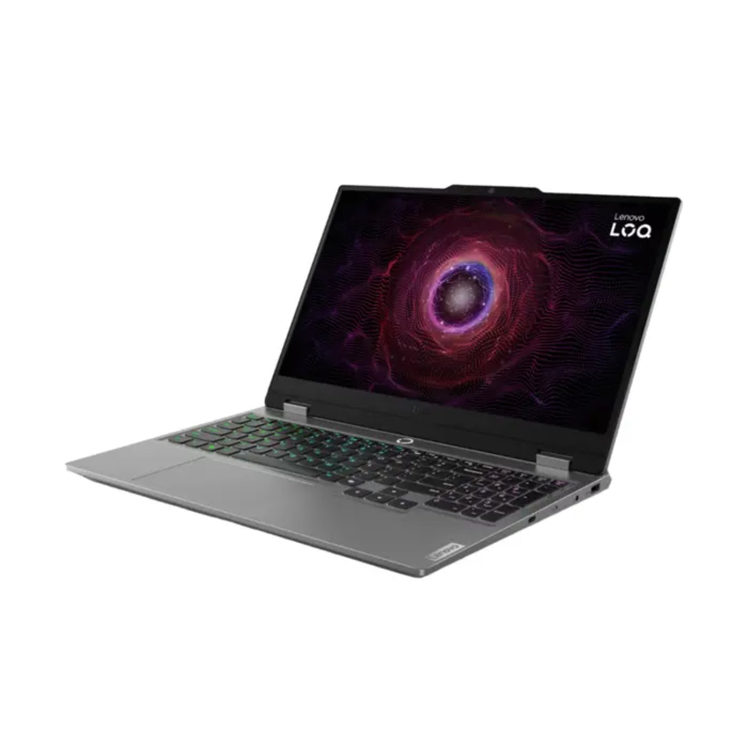 Laptop Lenovo gris lateral con pantalla de diseño moderno
