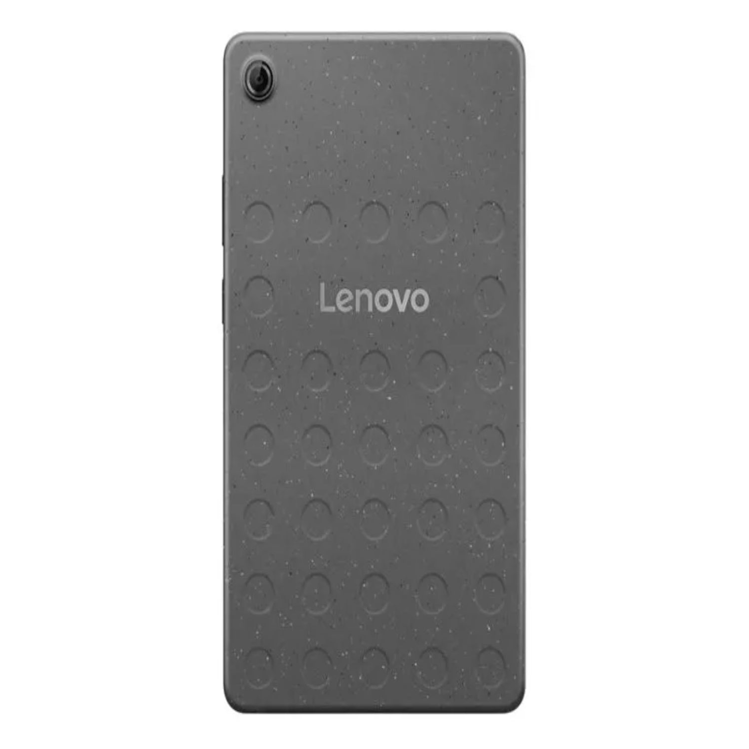Tableta Lenovo gris, vista trasera con textura antideslizante