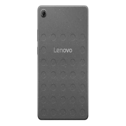 Tableta Lenovo gris, vista trasera con textura antideslizante
