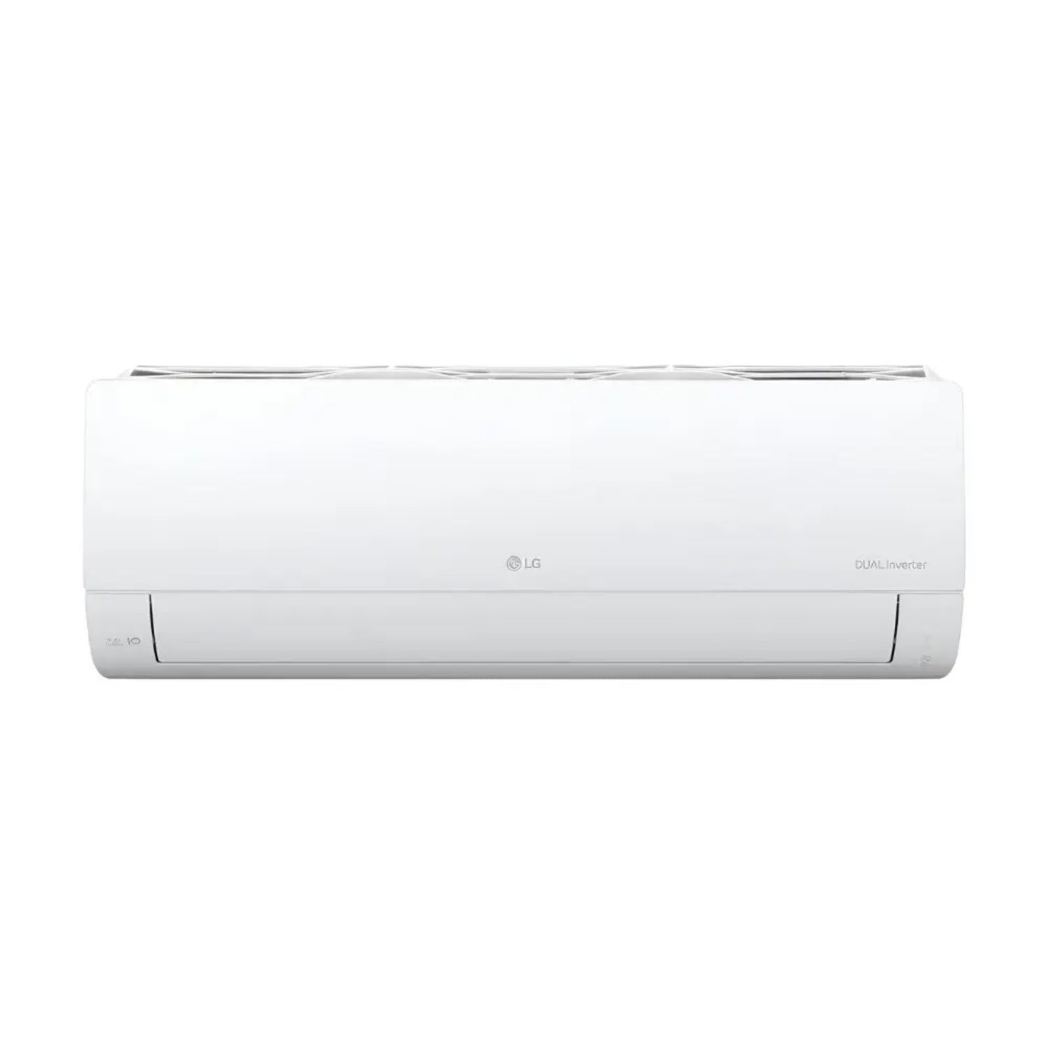 Aire acondicionado blanco frontal, ideal para climatizar espacios interiores
