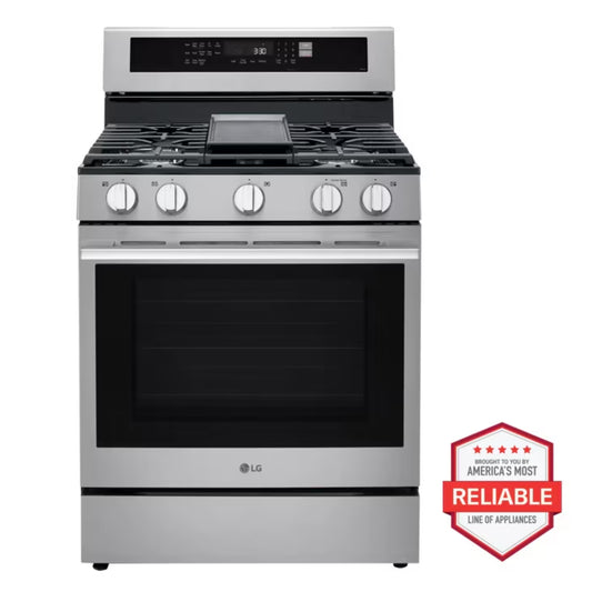 Estufa a gas LG 5 quemadores acero inoxidable con control digital y horno espacioso