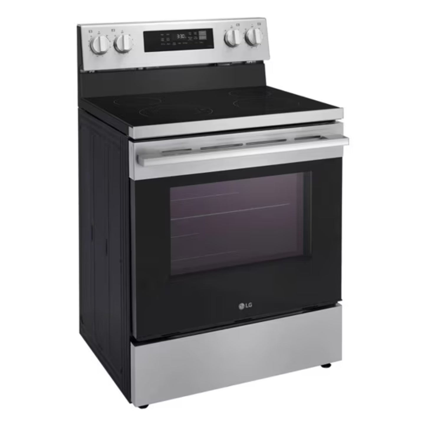 Estufa eléctrica LG negra frontal, cocina moderna