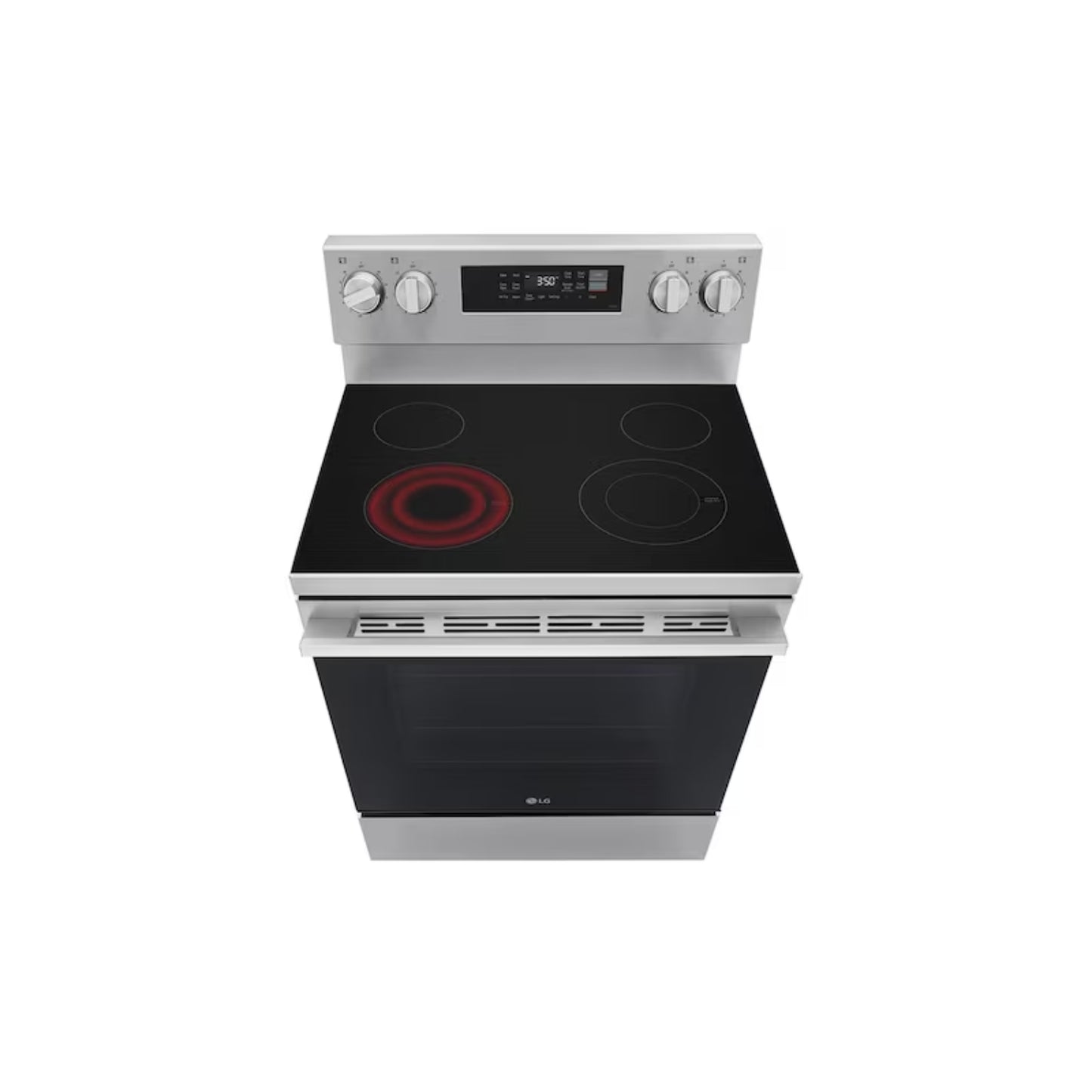 Estufa LG de acero inoxidable vista superior en cocina moderna