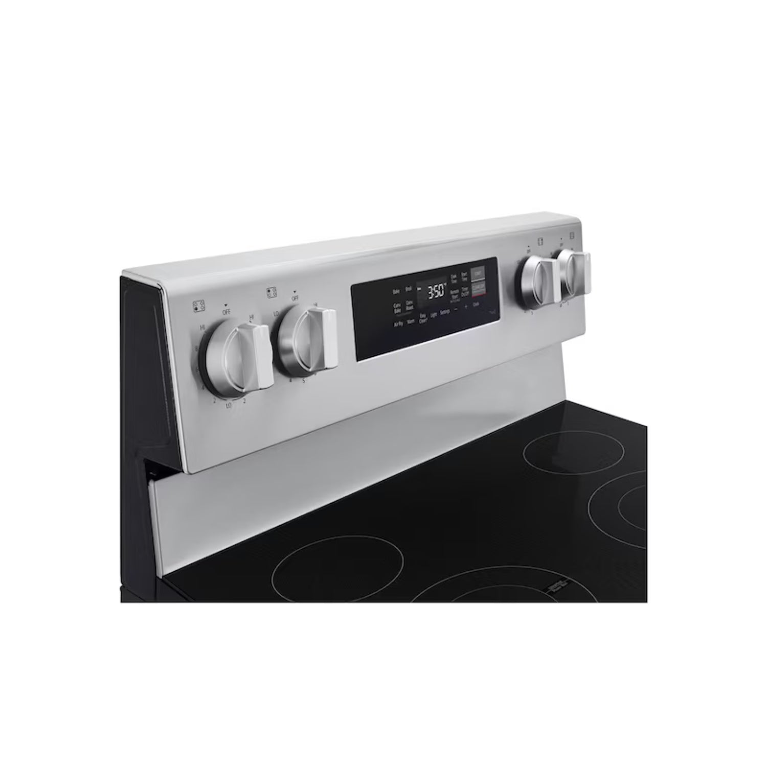 Estufa LG de cocina negra con controles en el panel superior