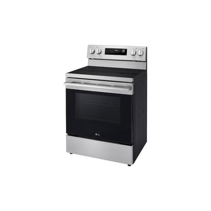 Estufa LG inoxidable frontal con horno, perfecta para cocinas modernas