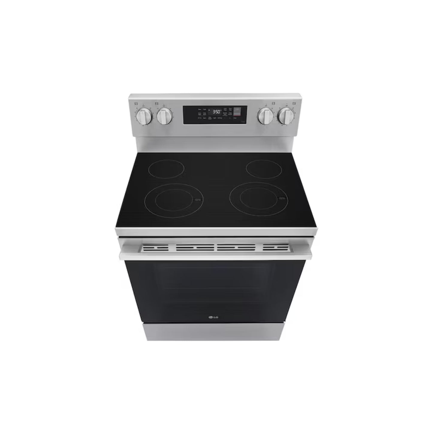 Estufa LG de acero inoxidable, vista superior en cocina moderna