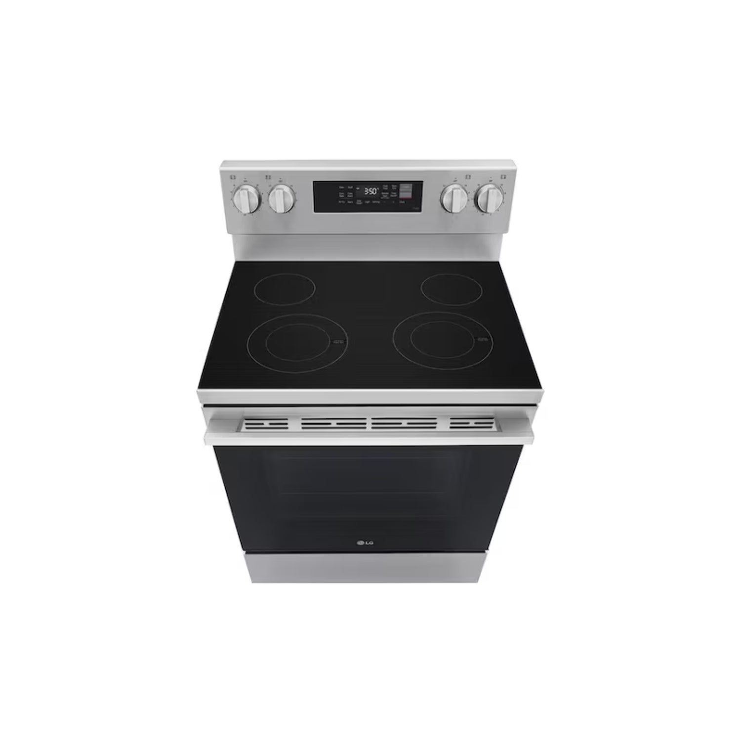 Estufa LG de acero inoxidable, vista superior en cocina moderna