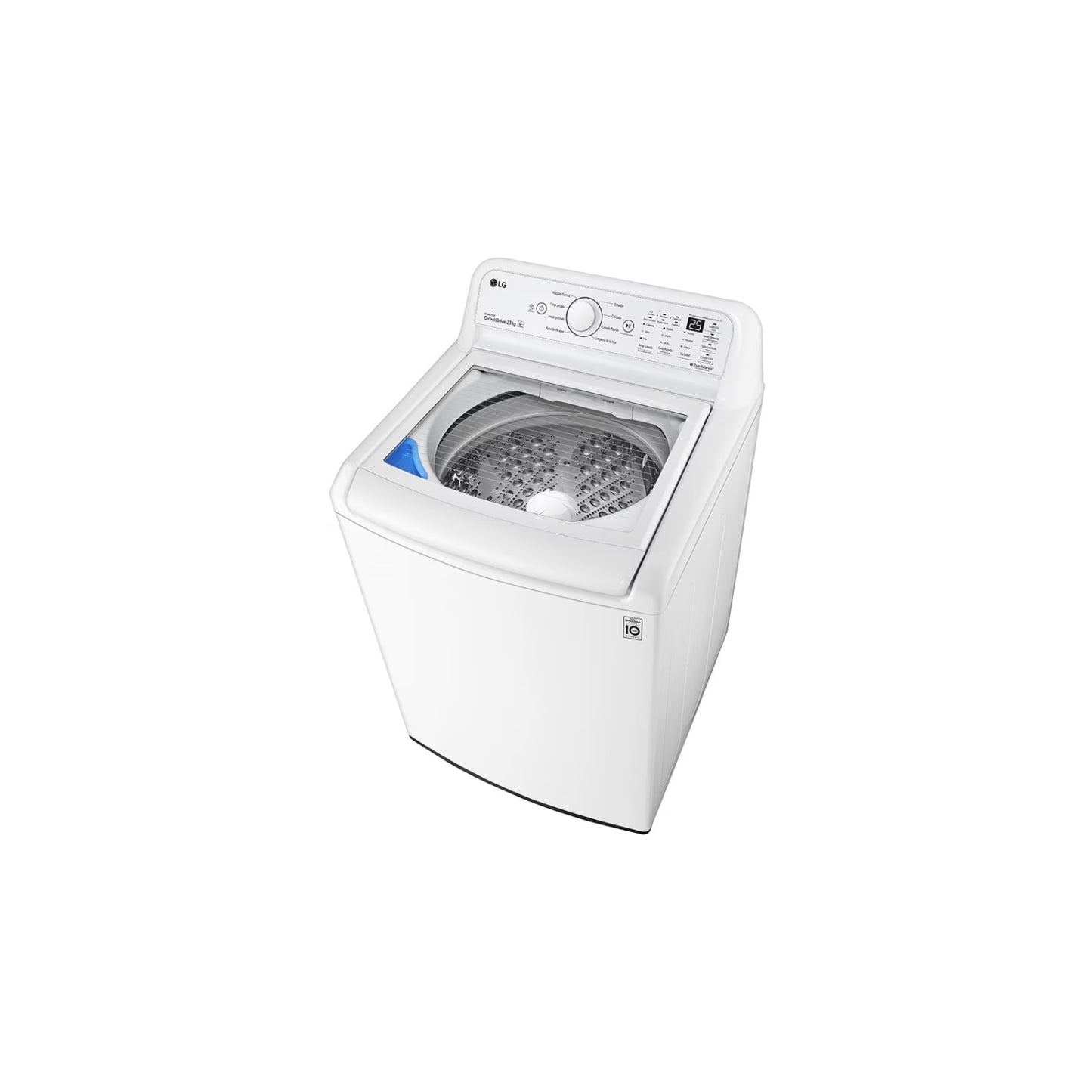 Lavadora LG 21kg inteligente de carga superior con panel digital y diseño moderno