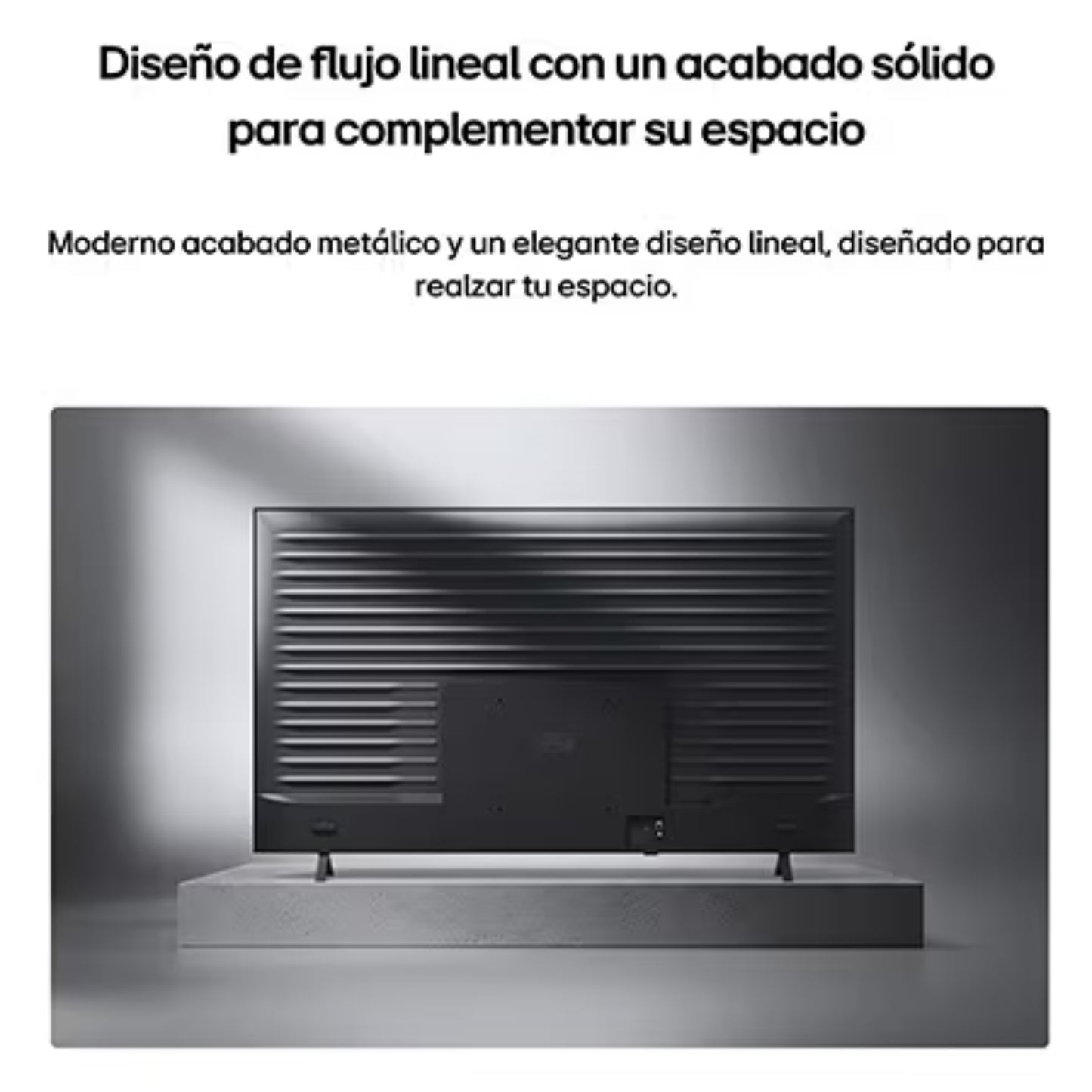 Televisor LG negro con diseño lineal y acabado sólido, moderno y elegante