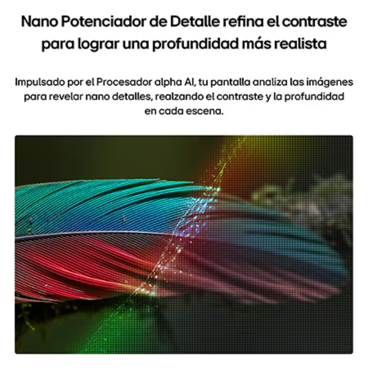 Televisor LG con tecnología Nano Potenciador, pantalla vibrante en color oscuro