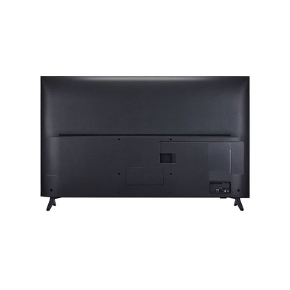 Televisor LG negro vista trasera, conectores y soporte