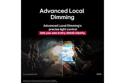 Comparativa entre iluminación LED convencional y televisor LG QNED 75 pulgadas Honduras, destacando detalles claros