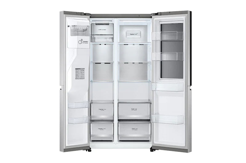 Refrigeradora LG InstaView puerta a puerta con diseño espacioso y estantes ajustables