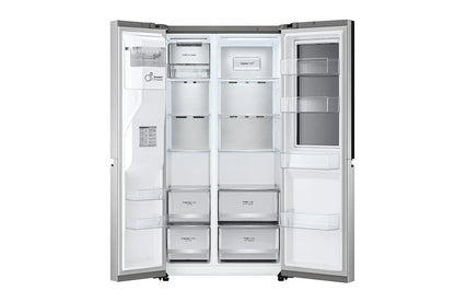 Refrigeradora LG InstaView puerta a puerta con diseño espacioso y estantes ajustables