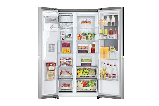 Refrigeradora LG InstaView puerta a puerta con amplio espacio y organización interior eficiente