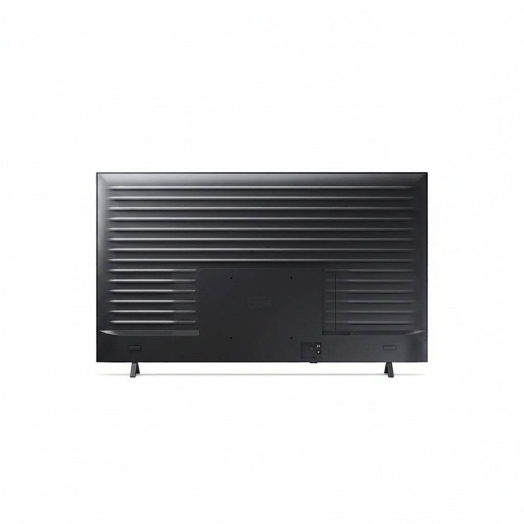 Televisor LG Smart negro, vista trasera con puertos de conexión.