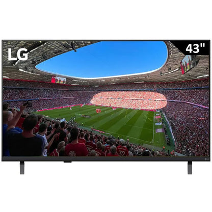 Smart TV LG 43 pulgadas, vista frontal en evento deportivo al aire libre