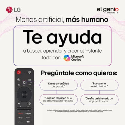 Control remoto de Smart TV LG 55 pulgadas 4K Honduras con funciones de asistencia de Microsoft Copilot