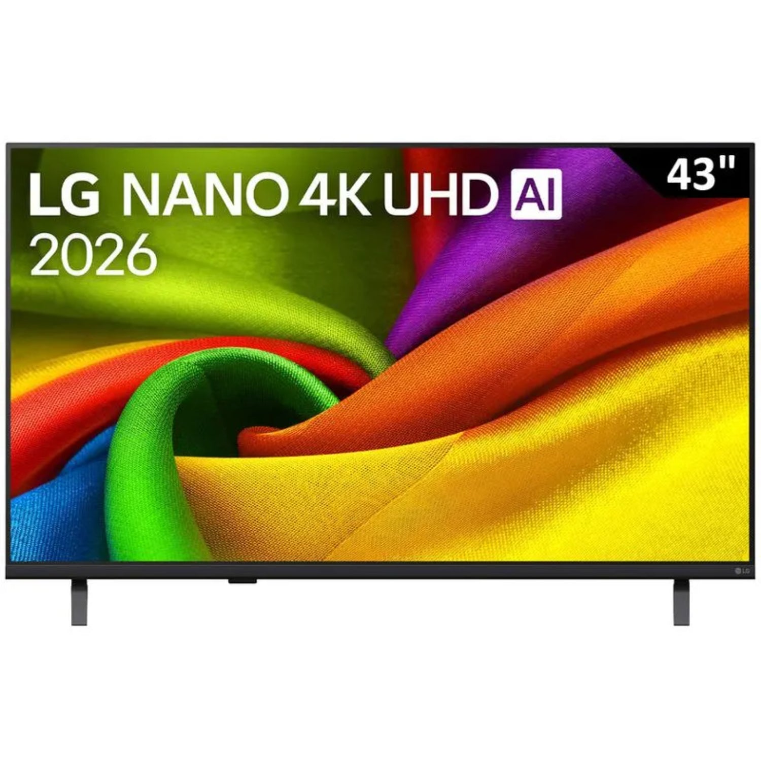 Smart TV LG Nano 4K UHD de 43 pulgadas, frontal con colores brillantes