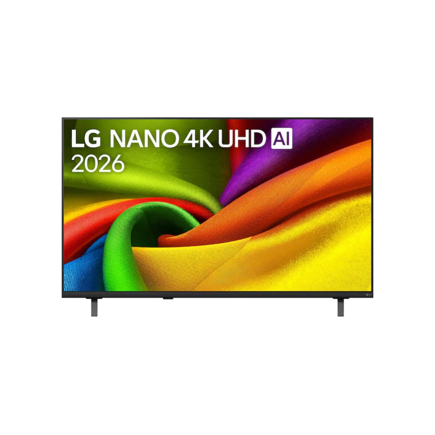 Televisor 4K LG Nano UHD 2026, pantalla frontal con colores vibrantes