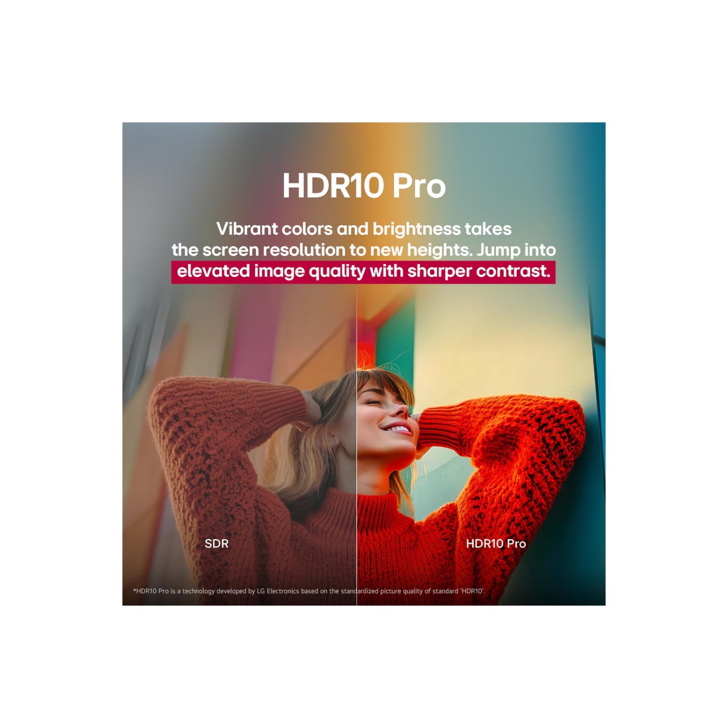 Imagen mostrando la tecnología HDR10 Pro en televisor LG 50 pulgadas 4K con mejor contraste y colores vibrantes