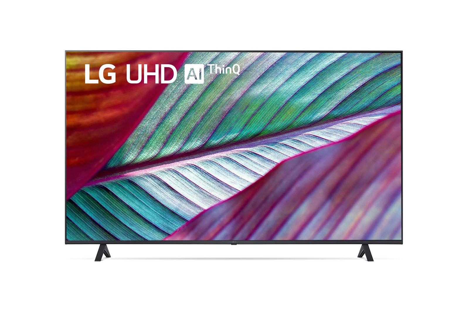 televisor LG 50 pulgadas 4K con pantalla UHD slim biseles estrechos y soporte de patas imagen colorida