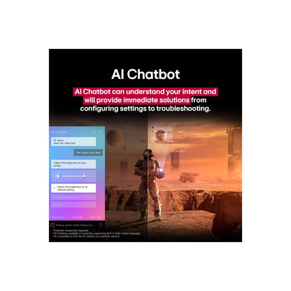 televisor LG 65 pulgadas 4K con pantalla mostrando chatbot de inteligencia artificial y escena de astronauta