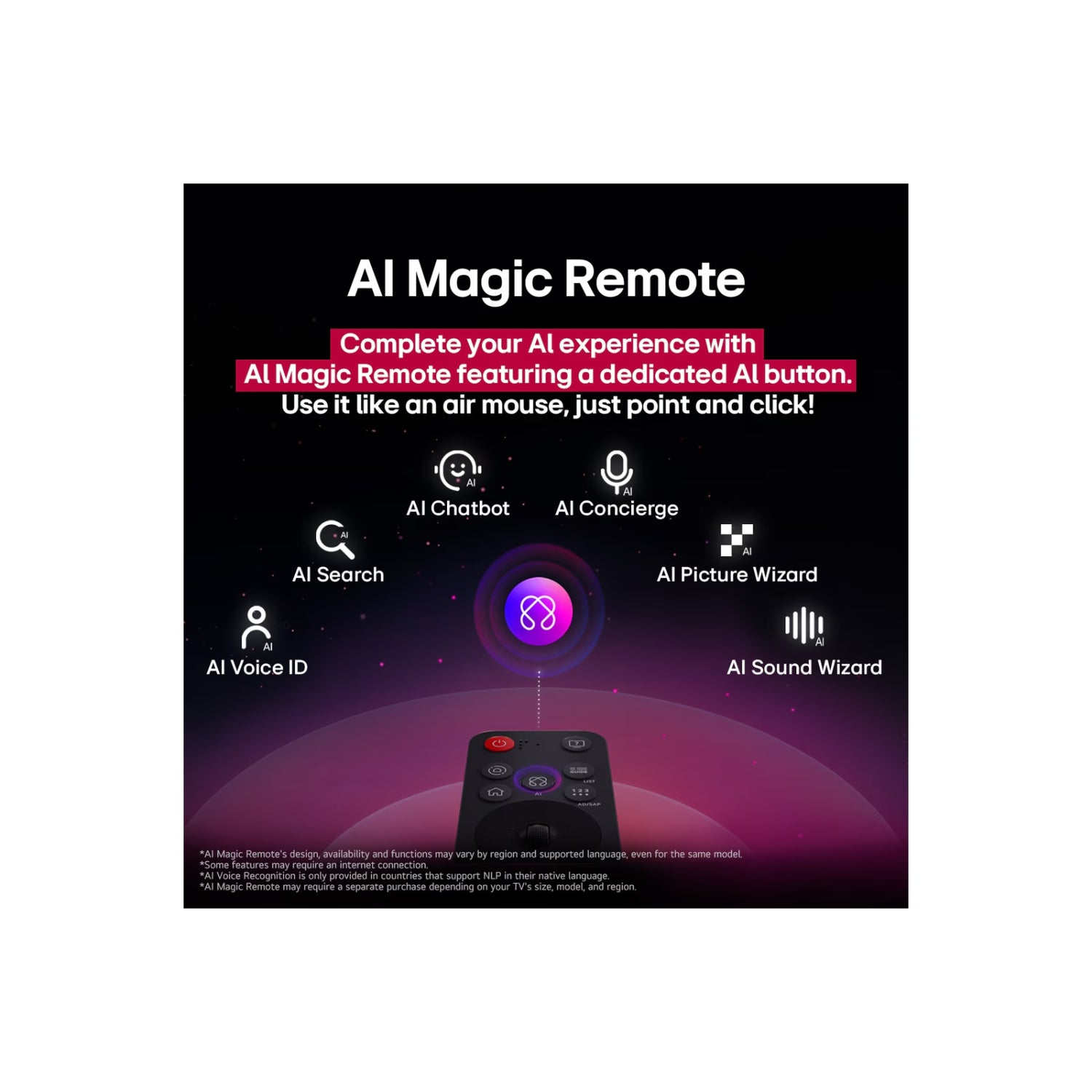 Control remoto AI Magic para televisor LG 75 pulgadas 4K con funciones inteligentes de voz y búsqueda