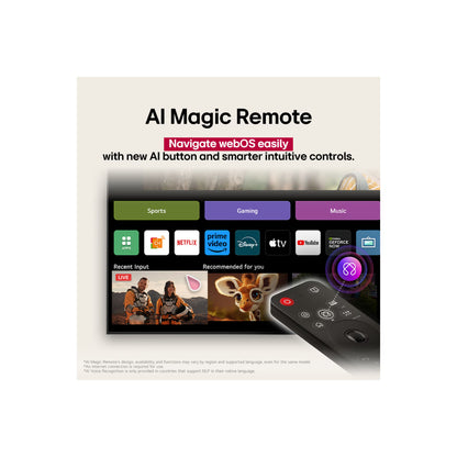 Control remoto AI Magic para televisor LG NanoCell 50 pulgadas con navegación webOS y botones inteligentes