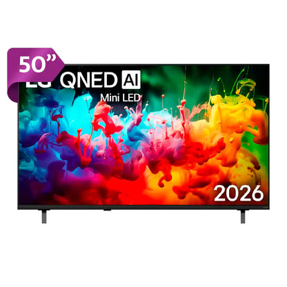 Televisor LG de 50 pulgadas QNED AI Mini LED, vista frontal con colores vibrantes