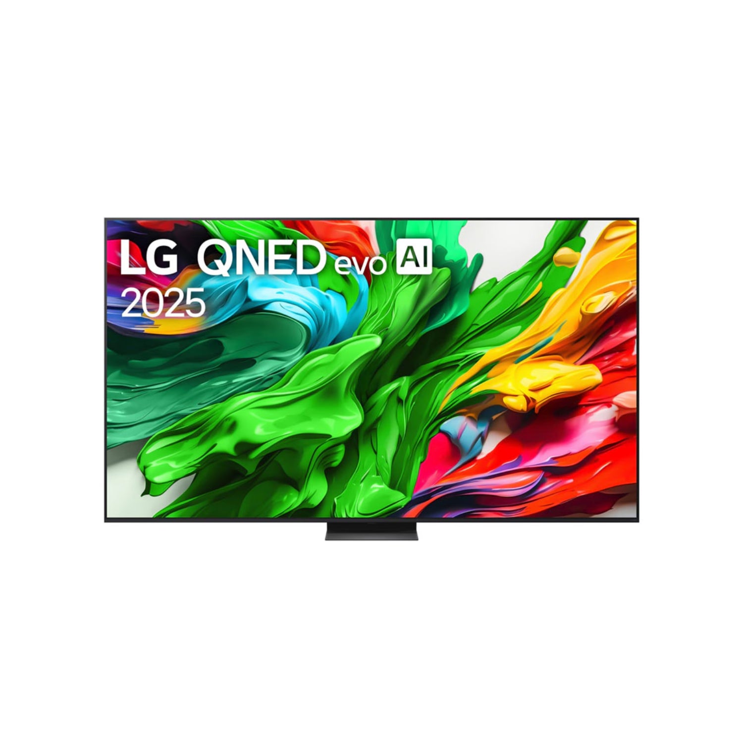 lg televisor QNED evo 2025, colores vibrantes, vista frontal