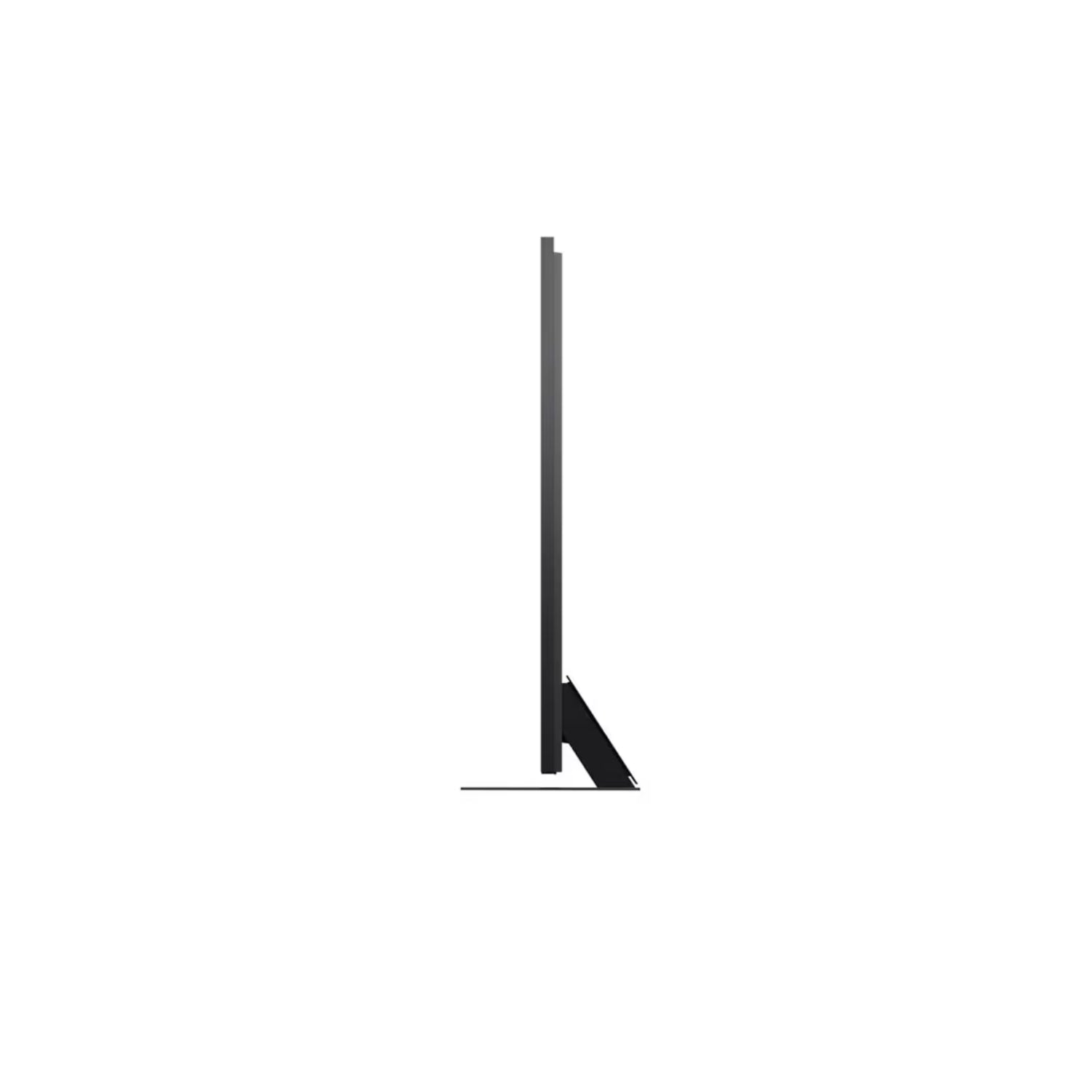Televisor LG negro vista lateral elegante, diseño delgado