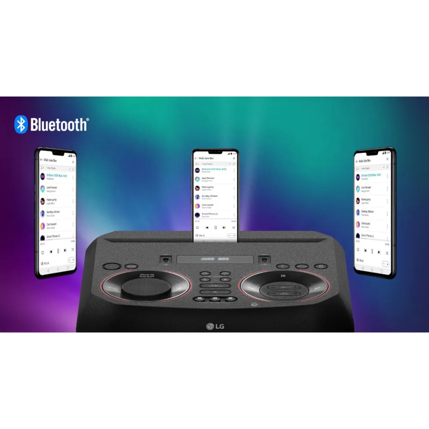 Torre de sonido XBOOM 300W LG con conectividad Bluetooth y control desde smartphone