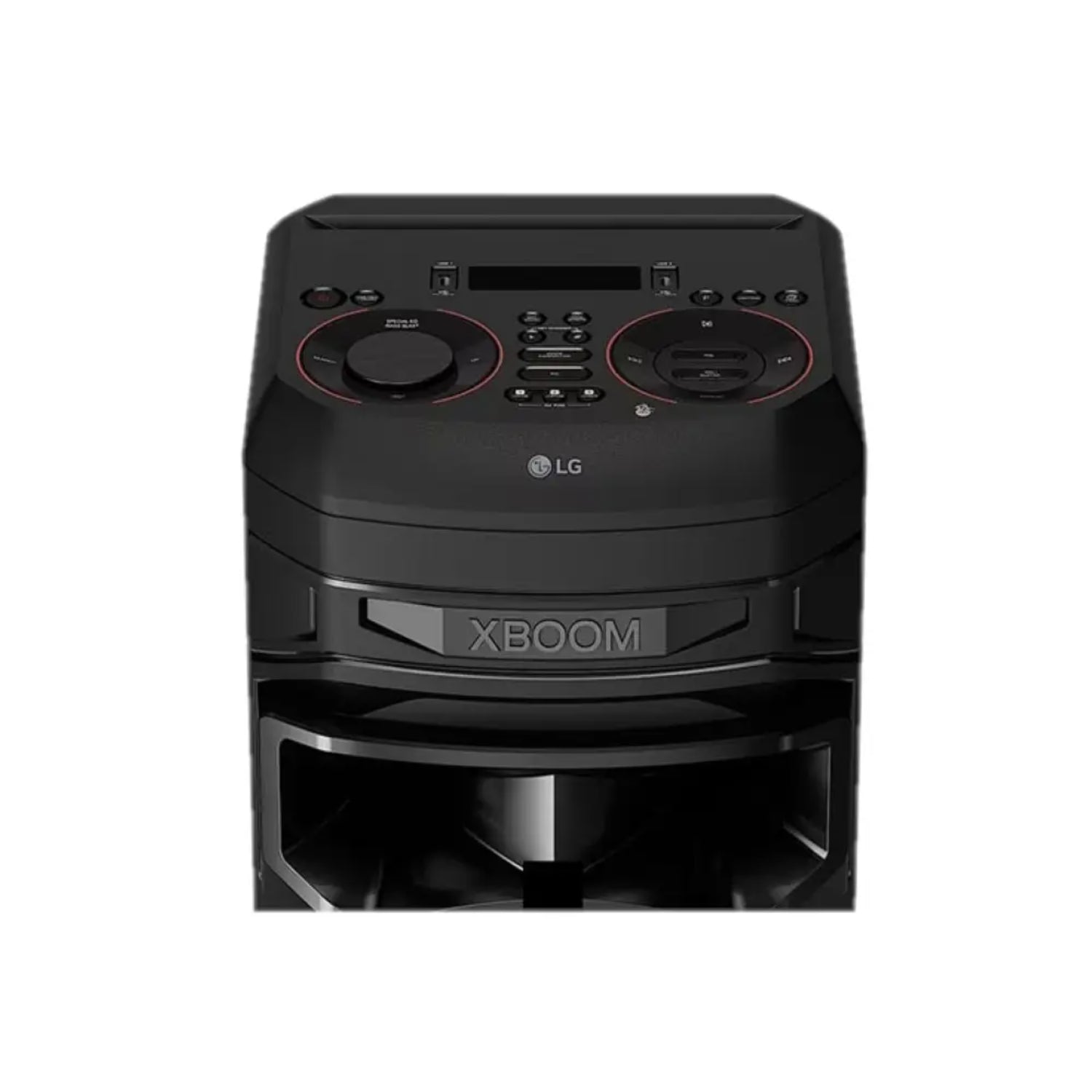 Torre de sonido XBOOM 300W LG modelo LL05 con controles frontales en color negro