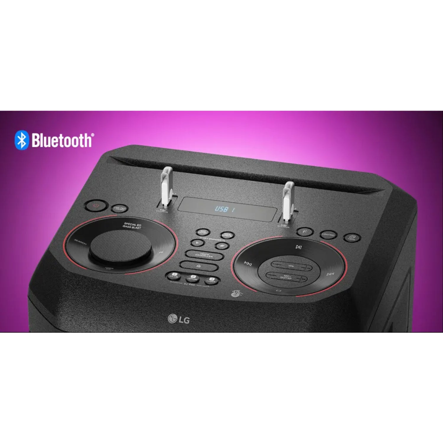 Panel de control de torre de sonido XBOOM 300W LG con conectividad Bluetooth y entrada USB
