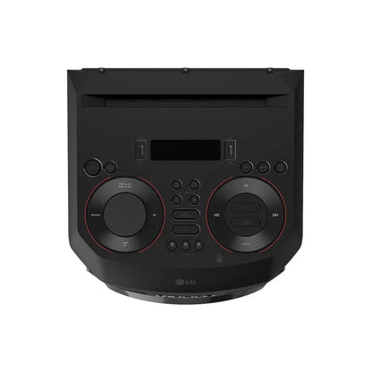 Panel frontal negro de la torre de sonido XBOOM 300W LG con controles y pantalla digital